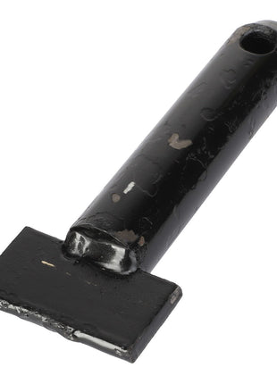 The AGCO PIN - AL1116610 is a black metal tool featuring a cylindrical handle with a hole at the top and a flat, rectangular head. Currently, there is no additional product description information available for this item.