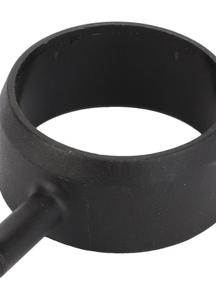 The AGCO | VALVE - AG639334 is a black plastic ring-shaped component featuring a small cylindrical extension on one side.