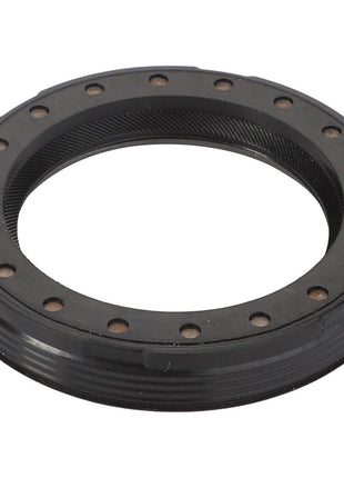 AGCO | Shaft Seal - Acp0308650 is a circular black rubber oil seal featuring a ridged outer surface and evenly spaced small holes around the inner ring. No current product description available.