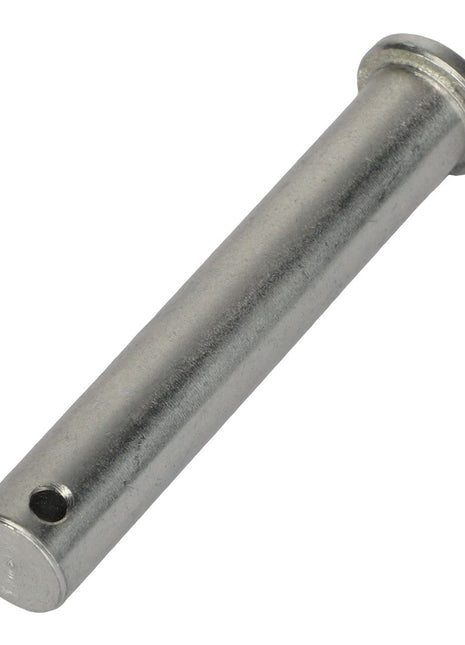 The AGCO LOCKING PIN - ACP0634300 is a metallic cylindrical pin with a small hole near one end and a wider flange on the opposite end. For additional details, please contact our Support Team.