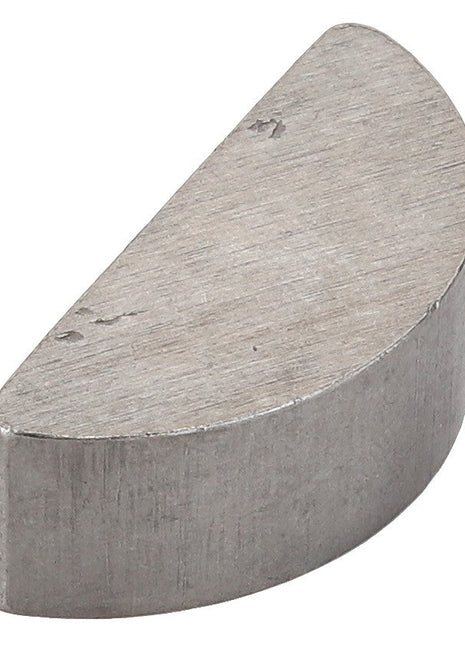 A sleek, silver semi-circular cylindrical metal object with a smooth surface—AGCO | WOODRUFF KEY - ACY9401240 by AGCO.