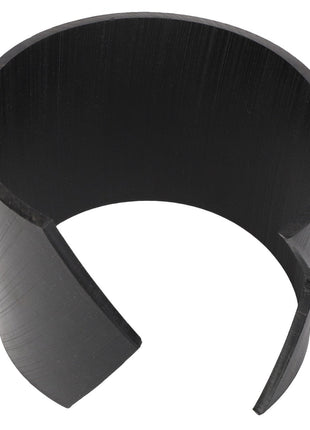 A black, semi-circular plastic sleeve with a small cutout segment, resembling a versatile clip or clamp, known as the AGCO | Bush - Acp0063810 by AGCO.