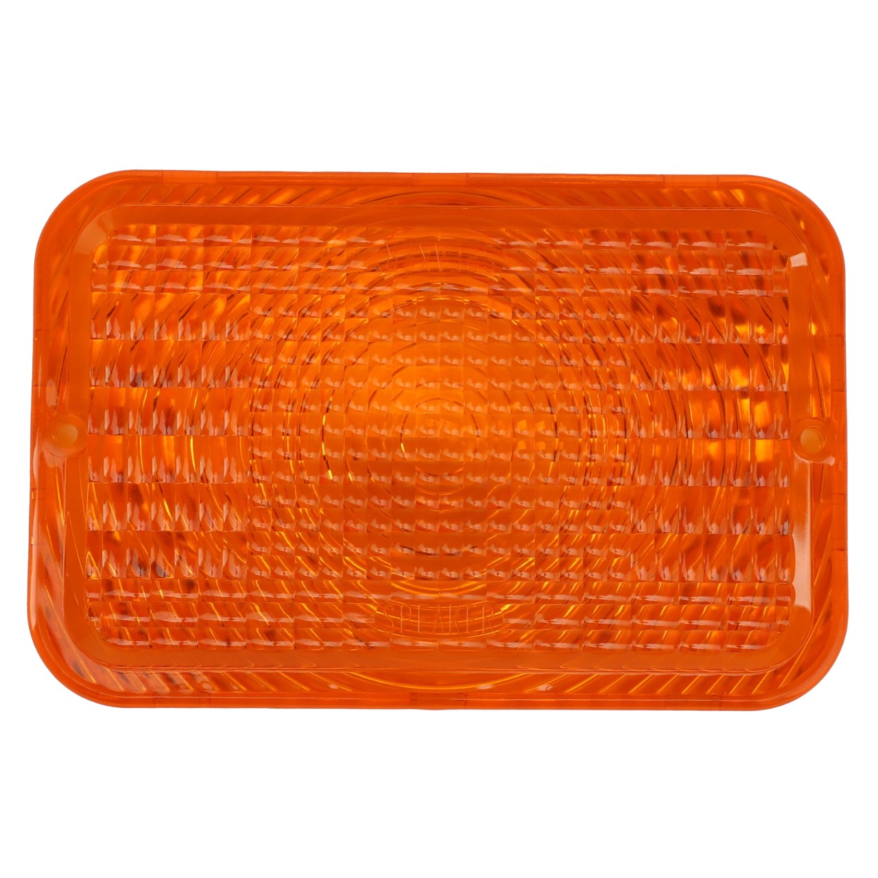 The AGCO | LENS - AG060003 is an orange rectangular reflector with a textured surface and a circular pattern in the center.