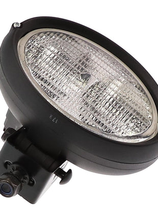 An industrial spotlight (model: Acw1408300) from AGCO, featuring a black finish, clear lens, and mounting bracket, is unfortunately accompanied by the message, "No Product Description Available.