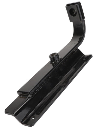 The AGCO | Support - Acw042660A by AGCO is a black, metal mounting bracket featuring a curved arm with a hole at the top and a flat base with drilled holes for securing. Beyond these features, no additional product description information is available.