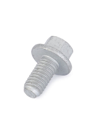 A silver hex head bolt with a threaded shaft and a washer-like flange under the head, measuring precisely 18.82mm, from AGCO's product line (F119200090150), placed on a white background.