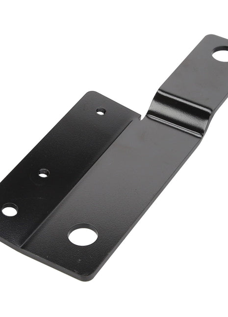 The AGCO Bracket - Acw0892320 is a black metal bracket featuring a large central opening surrounded by five smaller holes.