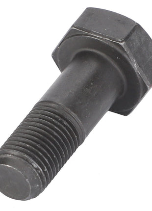 Close-up of an AGCO Hexagonal Head Bolt - F184100320030 with a black metal finish and threaded shaft on a white background. No current product description available.