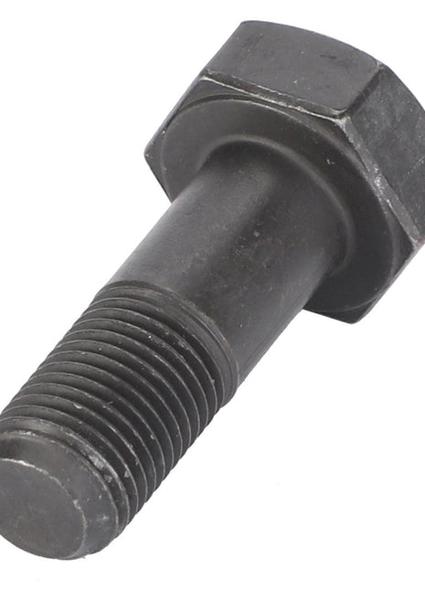 Close-up of an AGCO Hexagonal Head Bolt - F184100320030 with a black metal finish and threaded shaft on a white background. No current product description available.