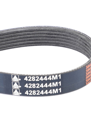 The AGCO Genuine Serpentine Belt, featuring a Pk6 profile and part number 4282444M1, is designed for optimal performance in automotive and machinery applications. This black ribbed belt with white markings effectively reduces noise and slippage, ensuring reliable operation.