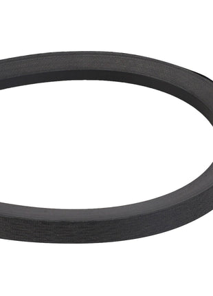 Close-up view of the AGCO V BELT - D26732797, a black rubber belt looped in an oval shape, typically used in machinery or appliances for power transmission or conveyance.