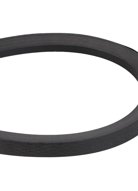 Close-up view of the AGCO V BELT - D26732797, a black rubber belt looped in an oval shape, typically used in machinery or appliances for power transmission or conveyance.