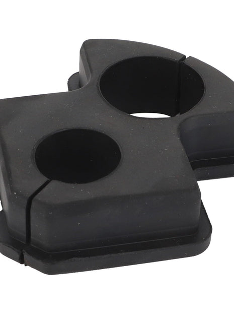 Product description information is currently unavailable, but the AGCO | Shutter - Acw0440310 by AGCO is a black plastic component with two circular openings and a slot on one side, likely designed for securing or holding cylindrical objects.