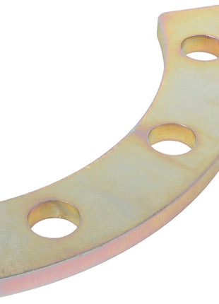 A curved metal plate with three equally spaced holes, known as the AGCO | BACKUP PLATE - CH156-4900, manufactured by AGCO.