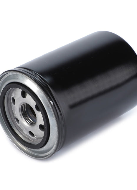 The AGCO Engine Oil Filter Spin On - V836120822 is a black cylindrical filter with a metal base and a threaded central hole, designed to ensure clean oil and extend the life of automotive engine components.