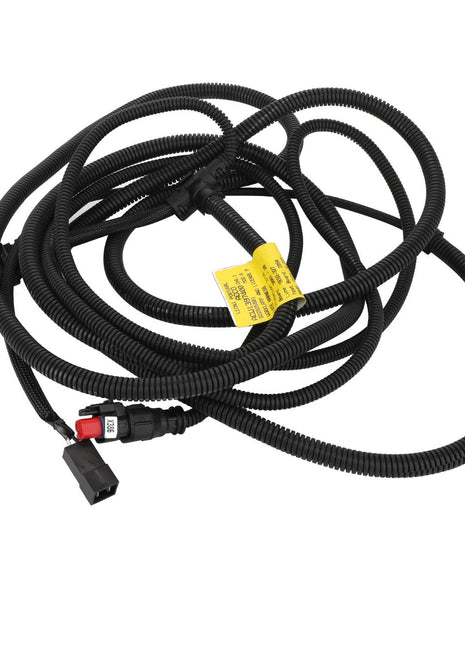 Black coiled AGCO automotive wiring harness labeled as Acw1397400, features multiple connectors and a yellow label attached. No current product description information is available.