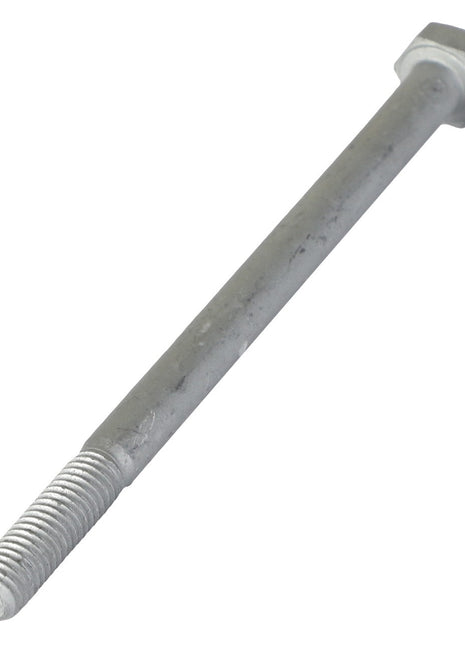 A single AGCO Hexagonal Bolt - Acw1490530, featuring threading at one end and a hexagonal head at the other, lies on a white background.