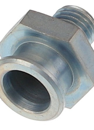 Close-up of the AGCO Hose Coupler - F530200050530, featuring a metal hex head plug with threading on one end and a smooth bore on the other. This component is commonly used in plumbing or mechanical systems to seal or block an opening. No current product description available.