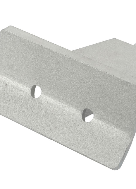 The AGCO | Attachment - Acp0295410 is a metallic bracket designed for mounting or support purposes. It features a rectangular base with two holes. No current product description is available from AGCO.