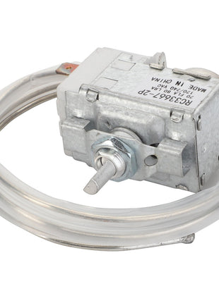 The AGCO Thermostat - Acw5116120, a metal HVAC temperature control switch with attached wiring, is currently unavailable for a detailed product description.