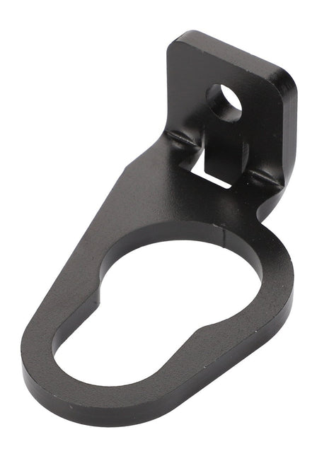 AGCO | Coupler Bracket - Acw2157820: A black metal bracket featuring a circular cutout and a mounting hole; product description currently unavailable.