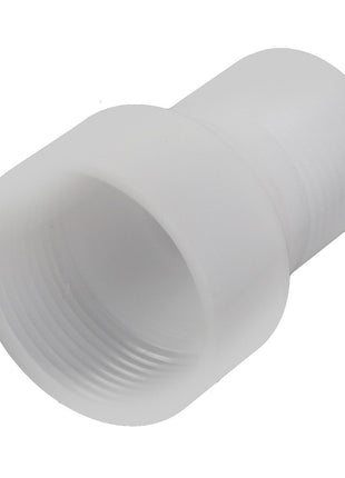 The AGCO | GASKET - D28780339 is a white plastic threaded pipe connector featuring a wider opening on one end and a narrower threaded end on the other. Note that there is currently no additional product description information available.