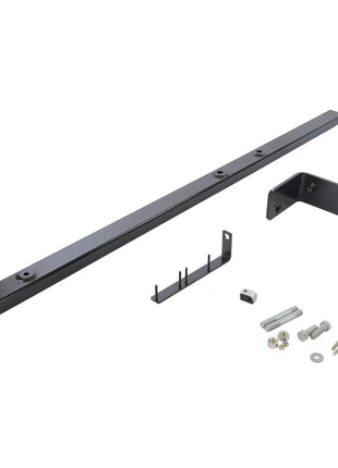 A disassembled AGCO Accessory Code - Acw181062B metal mounting bracket set, featuring a long black bar, an angled bracket, smaller components, along with various screws and nuts on a white background. There is currently no additional product description information available.