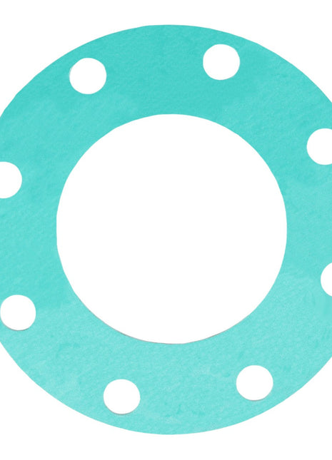 An AGCO GASKET - AG517045, featuring a turquoise color and circular shape with eight evenly spaced holes near the outer edge.