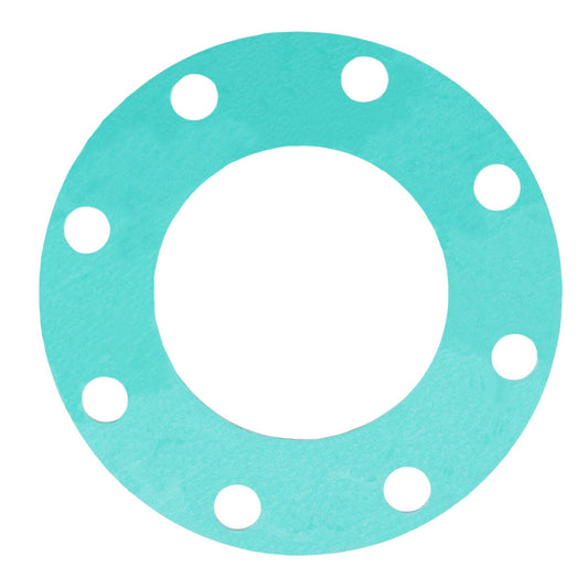 An AGCO GASKET - AG517045, featuring a turquoise color and circular shape with eight evenly spaced holes near the outer edge.