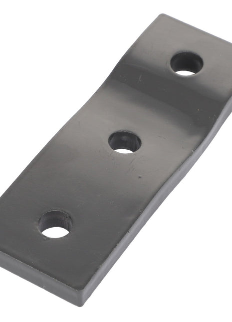 Product Description: The AGCO Shovel - Acp0027200 is a black metal plate featuring three evenly spaced holes, brought to you by the renowned brand AGCO.