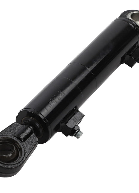 The AGCO Hydraulic Cylinder (part number: D45100029) is a black cylinder featuring mounting brackets on both ends and comes with attached bolts, although specific product description details are currently unavailable.