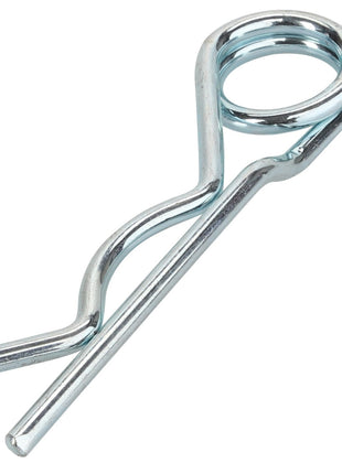 An AGCO Pin - Acp0344070, made from metallic material and also known as a retaining pin, rests on a pristine white surface.