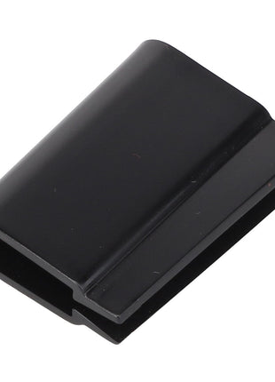 Check out the AGCO | Cover - Acp0295300, a sleek and functional black, rectangular plastic clip with a slot on one side.