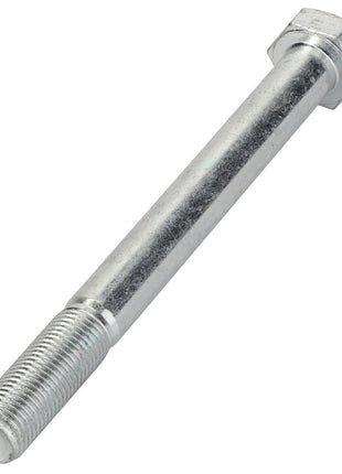 A close-up image captures the intricate details of an AGCO Hex Cap Screw - La15541821, highlighting its precision engineering and finely threaded end.