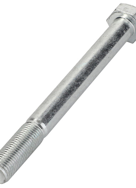 A close-up image captures the intricate details of an AGCO Hex Cap Screw - La15541821, highlighting its precision engineering and finely threaded end.