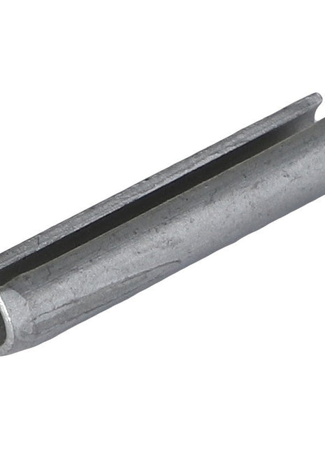 A close-up image of an AGCO Roll Pin - Fel107449, which is cylindrical and features a longitudinal slot along its length.