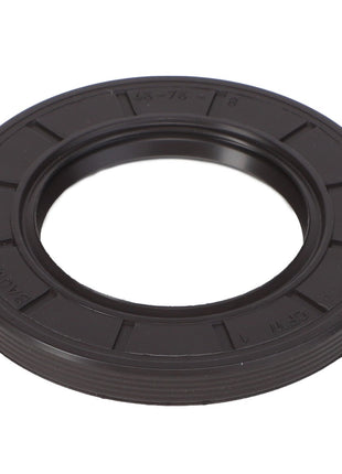 A black circular oil seal with markings around the outer edge, known as the AGCO | Seal - 700732298 by AGCO. No current product description available.