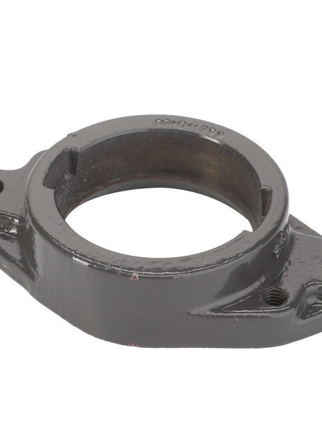 Image of a round metal bearing housing with two mounting flanges and bolt holes on either side. The component, known as AGCO | Support - La322047750 by the brand AGCO, is painted dark grey and appears sturdy and well-machined. No current product description information is available.