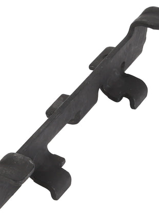 A black metal clip with four curved hooks designed for holding or securing objects, named the AGCO | NOTCH LEVER - F716501030330 by AGCO, is currently listed as having no available product description information.