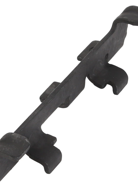 A black metal clip with four curved hooks designed for holding or securing objects, named the AGCO | NOTCH LEVER - F716501030330 by AGCO, is currently listed as having no available product description information.