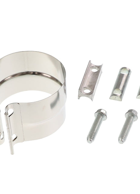 The AGCO Clamp - Acp0000610, featuring two screws and two small cylindrical components, sits prominently against a plain white background.