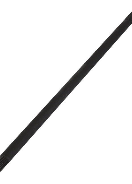 A durable black metal rod with finely threaded ends, known as the AGCO | STUD BOLT - F716100490070 by AGCO.