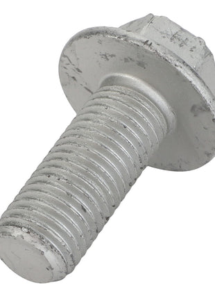 A close-up of the AGCO | Hexagon Flange Bolt - 3009236X1, showcasing its silver finish, threading along the shaft, and a flat washer integrated into the head. No current product description available.