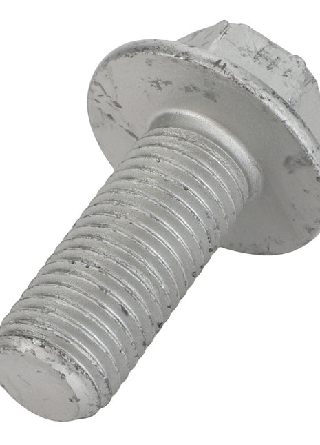 A close-up of the AGCO | Hexagon Flange Bolt - 3009236X1, showcasing its silver finish, threading along the shaft, and a flat washer integrated into the head. No current product description available.