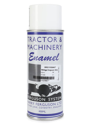 The AGCO Vintage Ferguson Grey 400ml Aerosol (3931928M7) is a can of spray paint perfect for metal surfaces. Manufactured by Harry Ferguson Ltd, this quick-drying touch-up enamel ensures easy and efficient use.