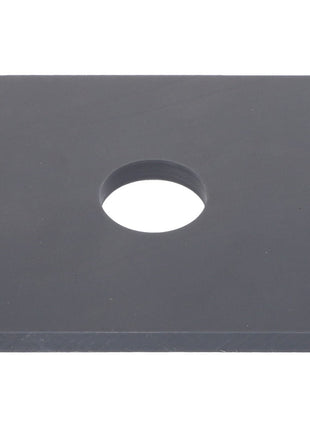 A sleek black square AGCO plate featuring a circular hole at its center, known as the Walker Pivot Washer - Acp0013720.