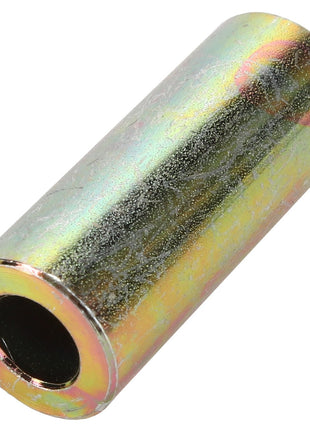 The AGCO Spacer - 4282985M1 is a cylindrical metal spacer featuring a hollow center and a golden, slightly iridescent finish. Currently, there is no additional product description available.