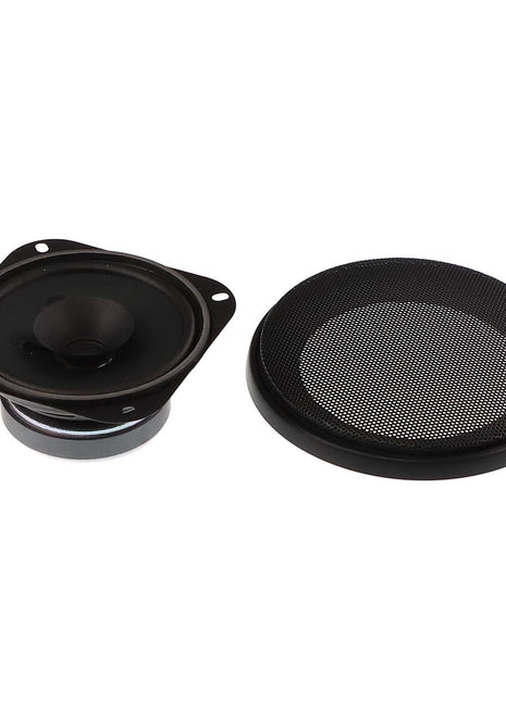 The AGCO Speaker - Acw042995A, featuring a sleek round black design, is displayed next to its accompanying black speaker grille against a white background. No current product description information is available.