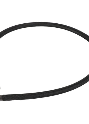 A black flexible AGCO | Coolant Hose - Acw7588930 with both ends open, coiled in a circular shape on a plain white background.