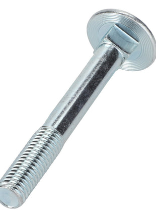 The AGCO | TRUSS HEAD SCREW - 0903-11-14-00 by AGCO is a silver carriage bolt featuring a smooth, rounded head, a square neck under the head, and a threaded shaft. Currently, no additional product description information is available.